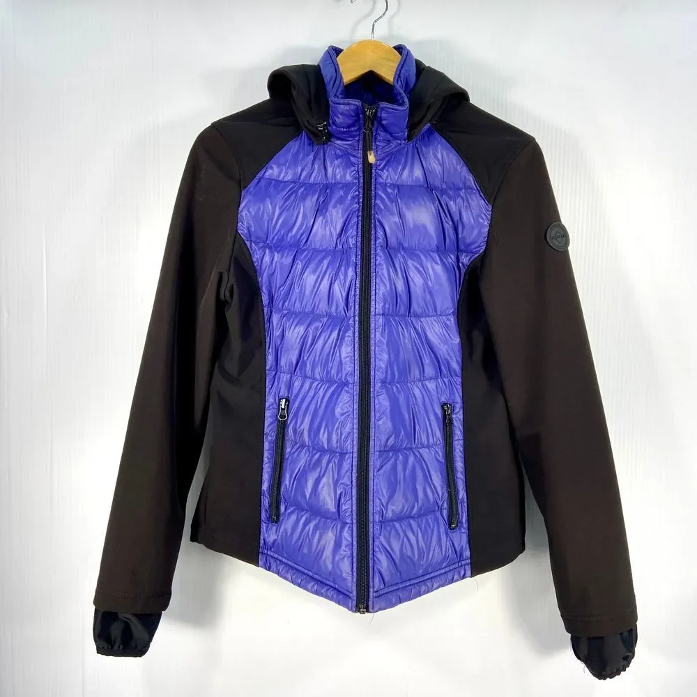 Halifax Traders Packable Down Filled Puffer Jacket Blue Black‎ Womens Medium